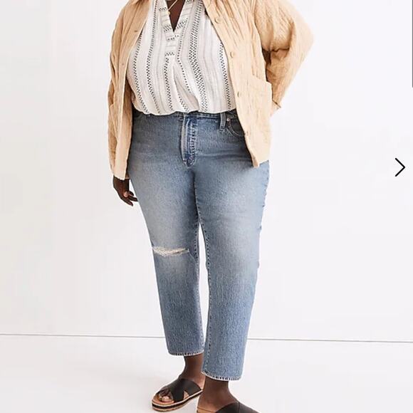 Madewell Denim - Madewell Plus Mid-Rise Perfect Vintage Jean Ainsdale Wash Knee-Rip Edition 20W